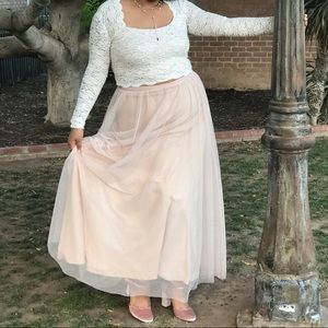 Dillard’s 2-Piece Long Sleeve Prom Dress
